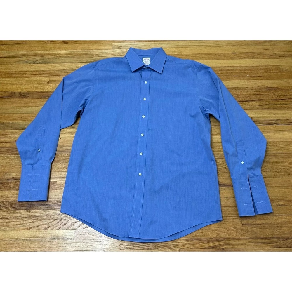 Brooks Brothers Madison Dress Shirt‎ Mens 16.5-35 Blue Non Iron Long  Cotton